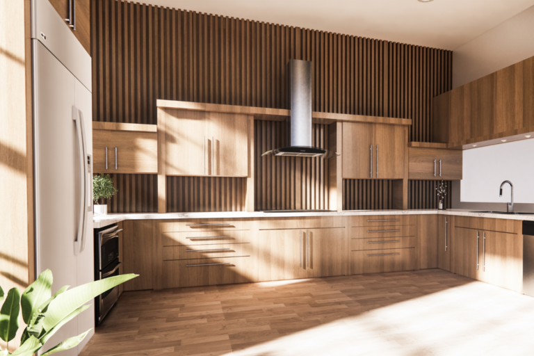 cocina de madera minimalista