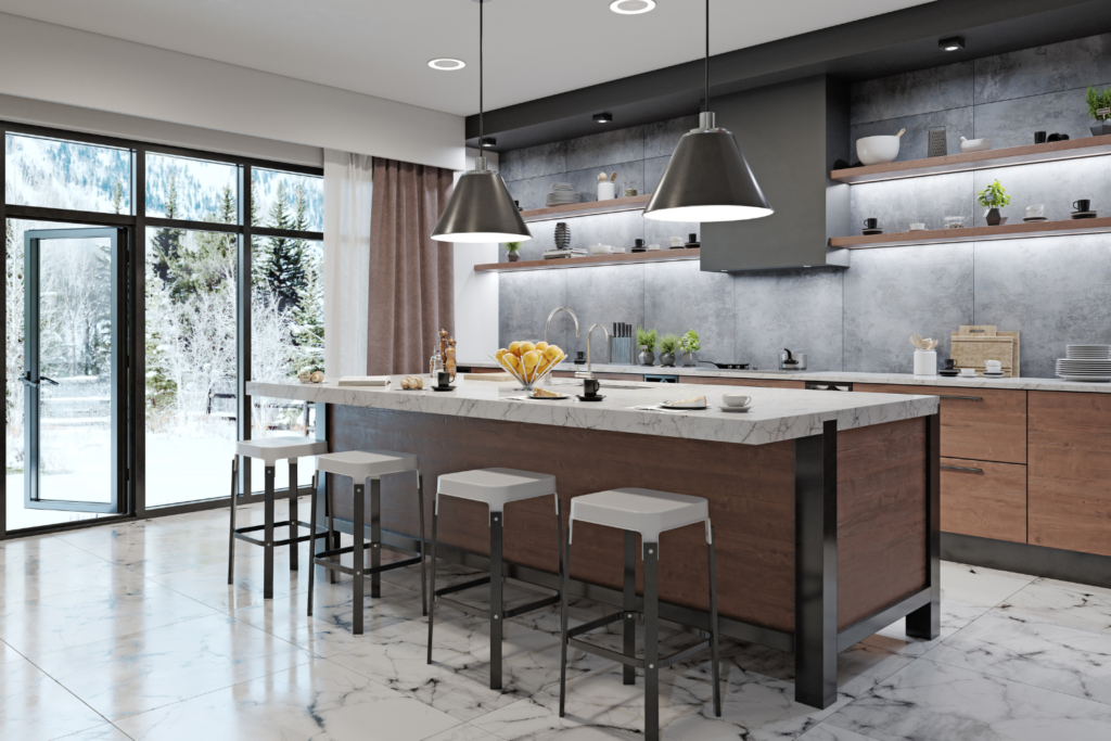 cocinas de madera oscura